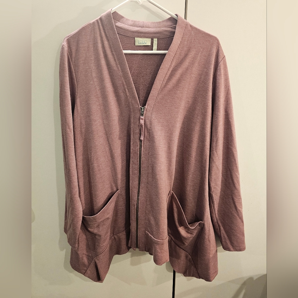 Logo Lounge By Lori Goldstein Womans Medium Dusty Rose Tunic Jacket